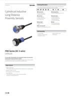 PRD SERIES (DC 3-WIRE): CYLINDRICAL INDUCTIVE LONG-DISTANCE PROXIMITY SENSORS